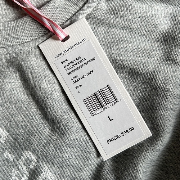 NWT Light Grey Vineyard Vines Sweatshirt size L - Picture 5 of 6